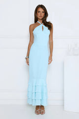 The Cool Standard Halter Maxi Dress Blue