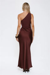 Starlit Darling Satin Maxi Dress Brown